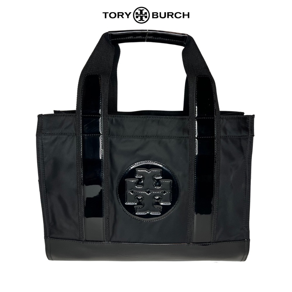 Tory Burch | Ella Patent Nylon Tote Bag Purse Black